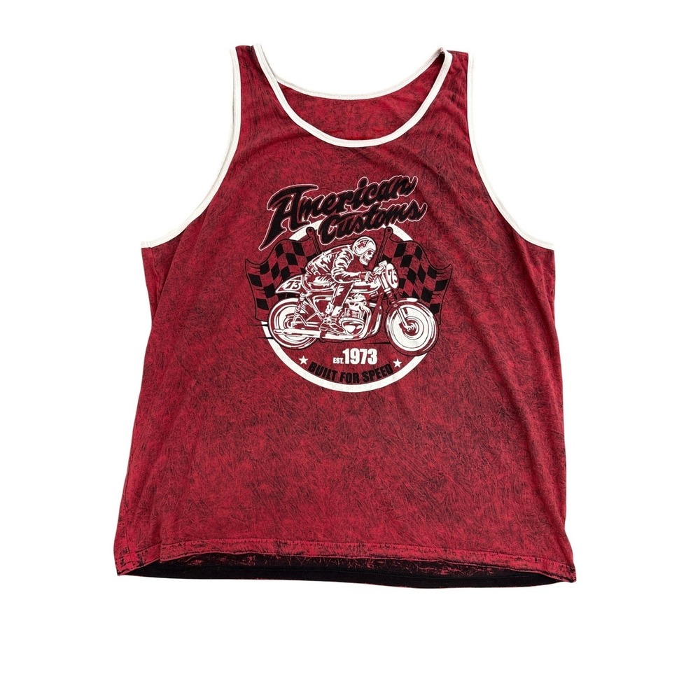 Affliction American Customs Mens XXL Reversible Tank Top Red Black Biker Skull